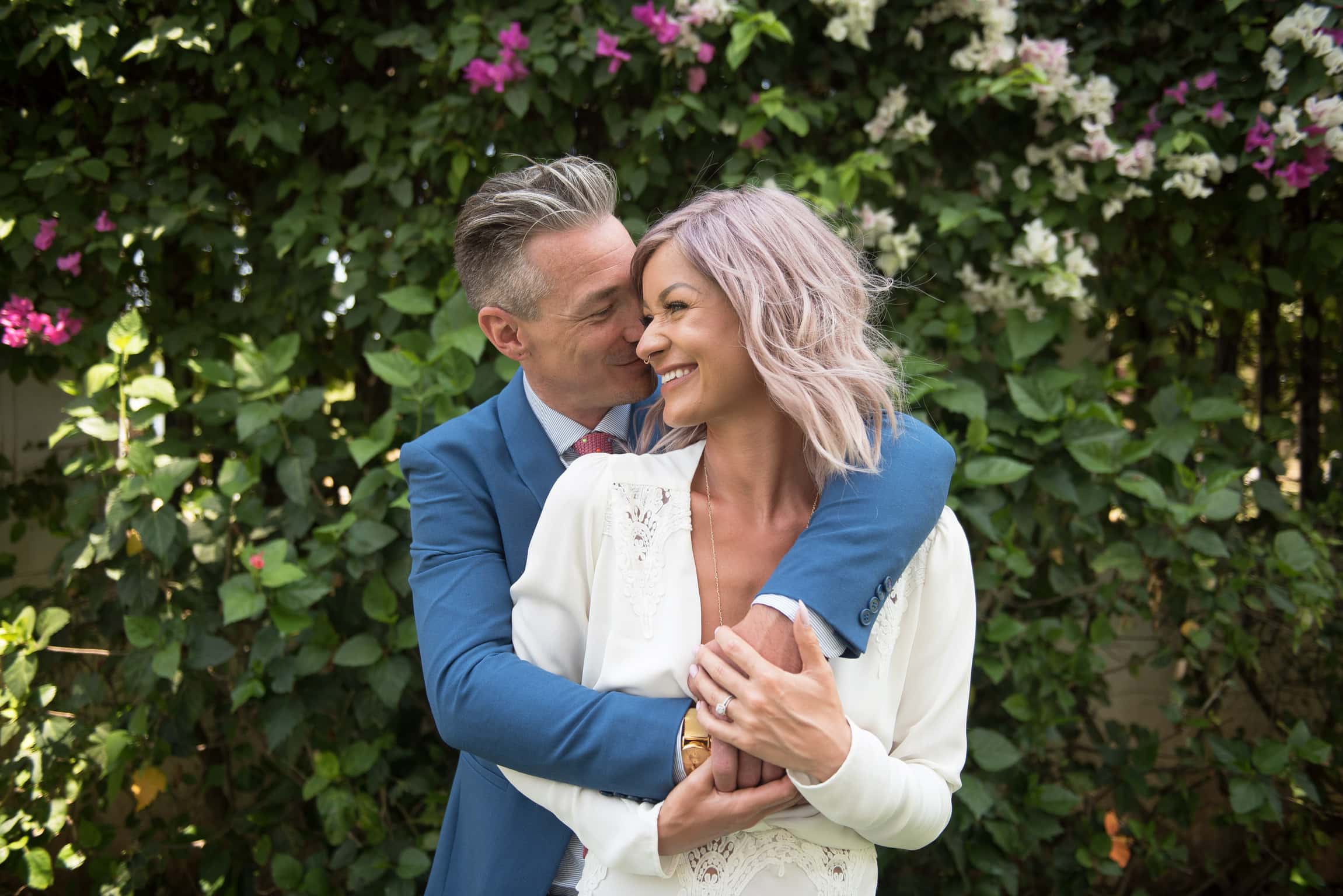 Bride and Groom laughing 