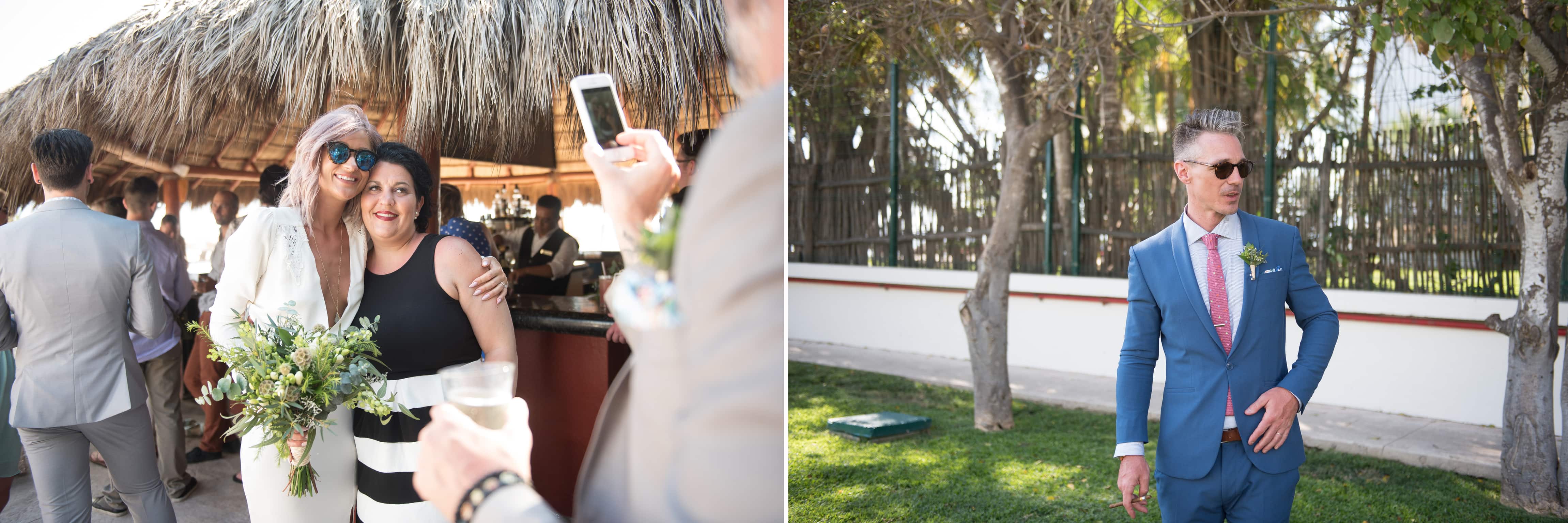 Stylish guests hang out during cocktail hour