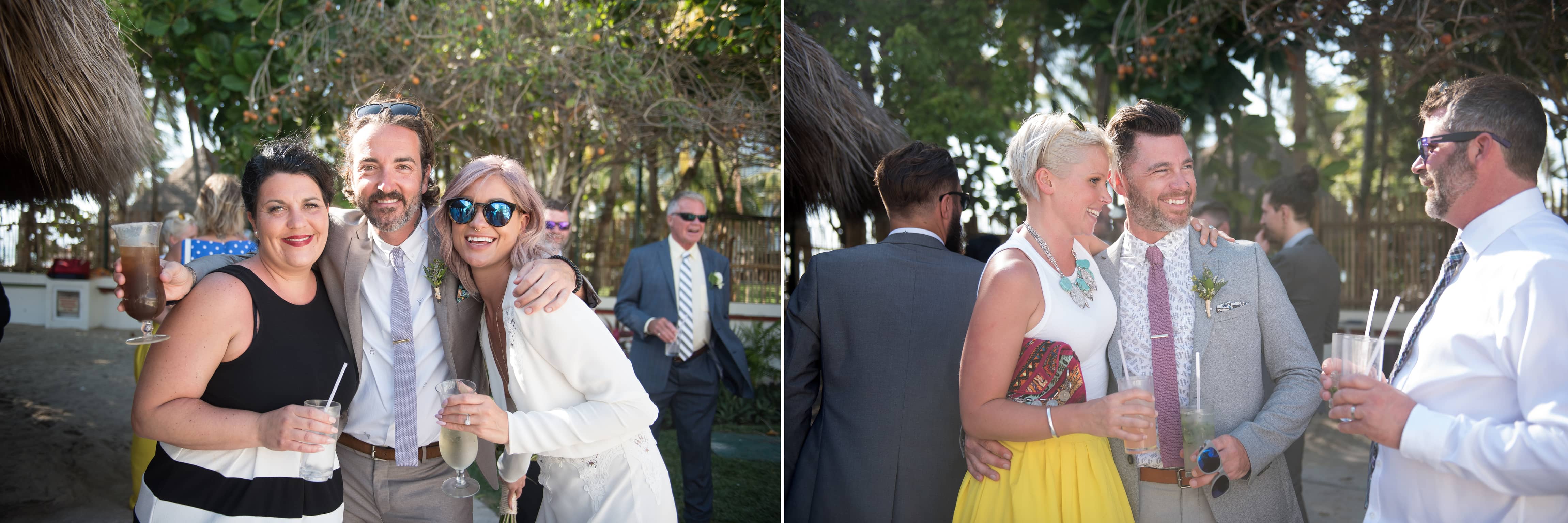 Stylish wedding guests during cocktail hour