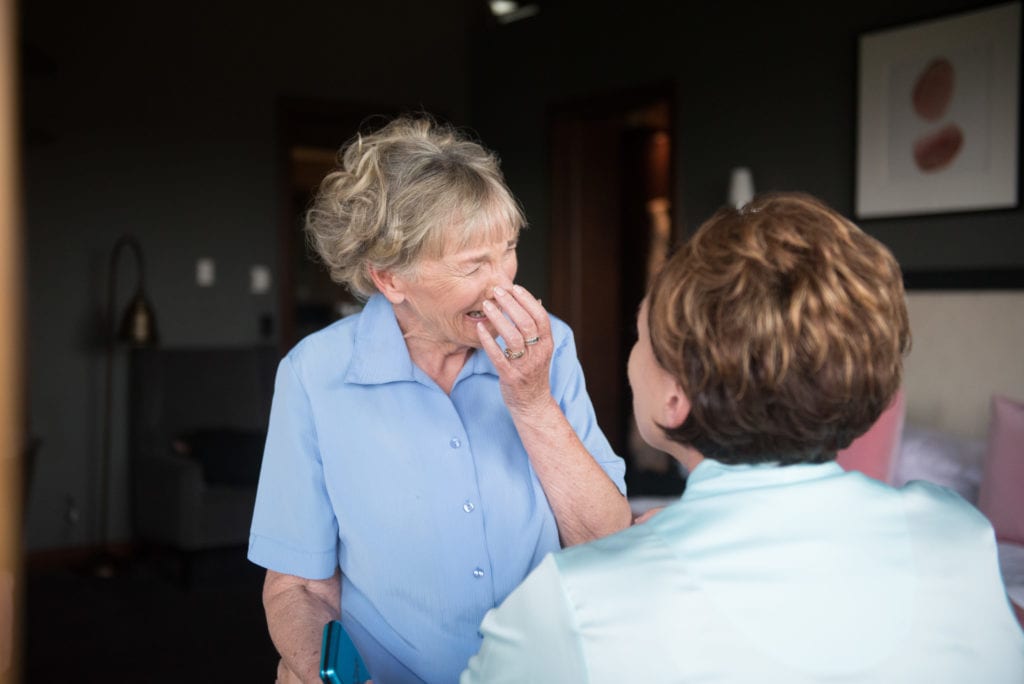 Bride and mother share emotional moment before ceremony