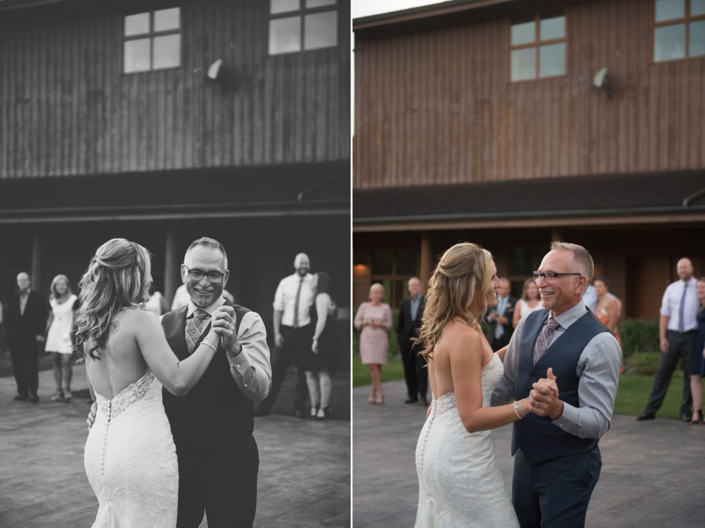 a year in review bride dances first dance with father out under the summer sky