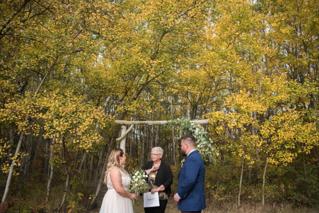 a year in review ceremony during intimate backyard wedding