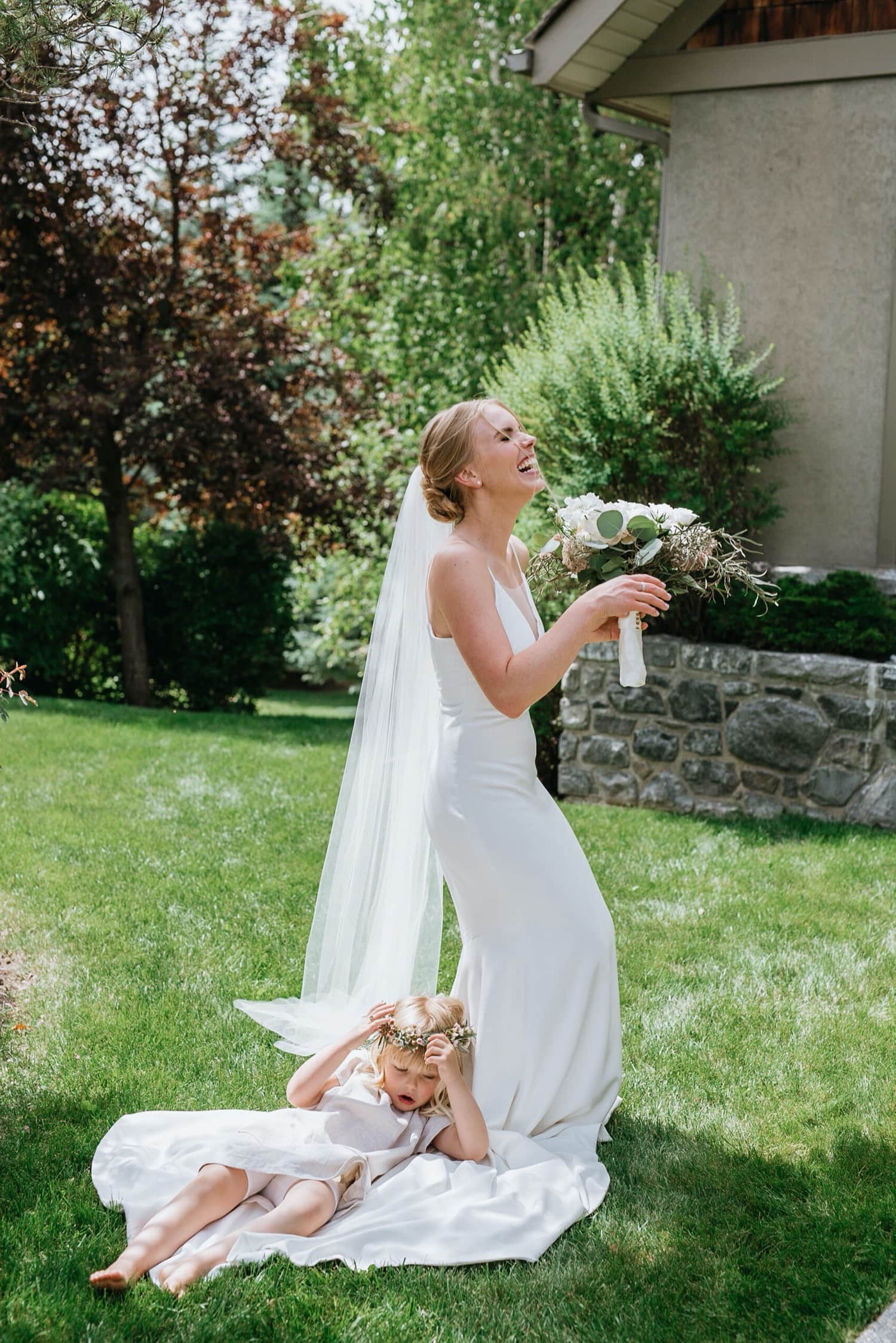 Flower girl and bride