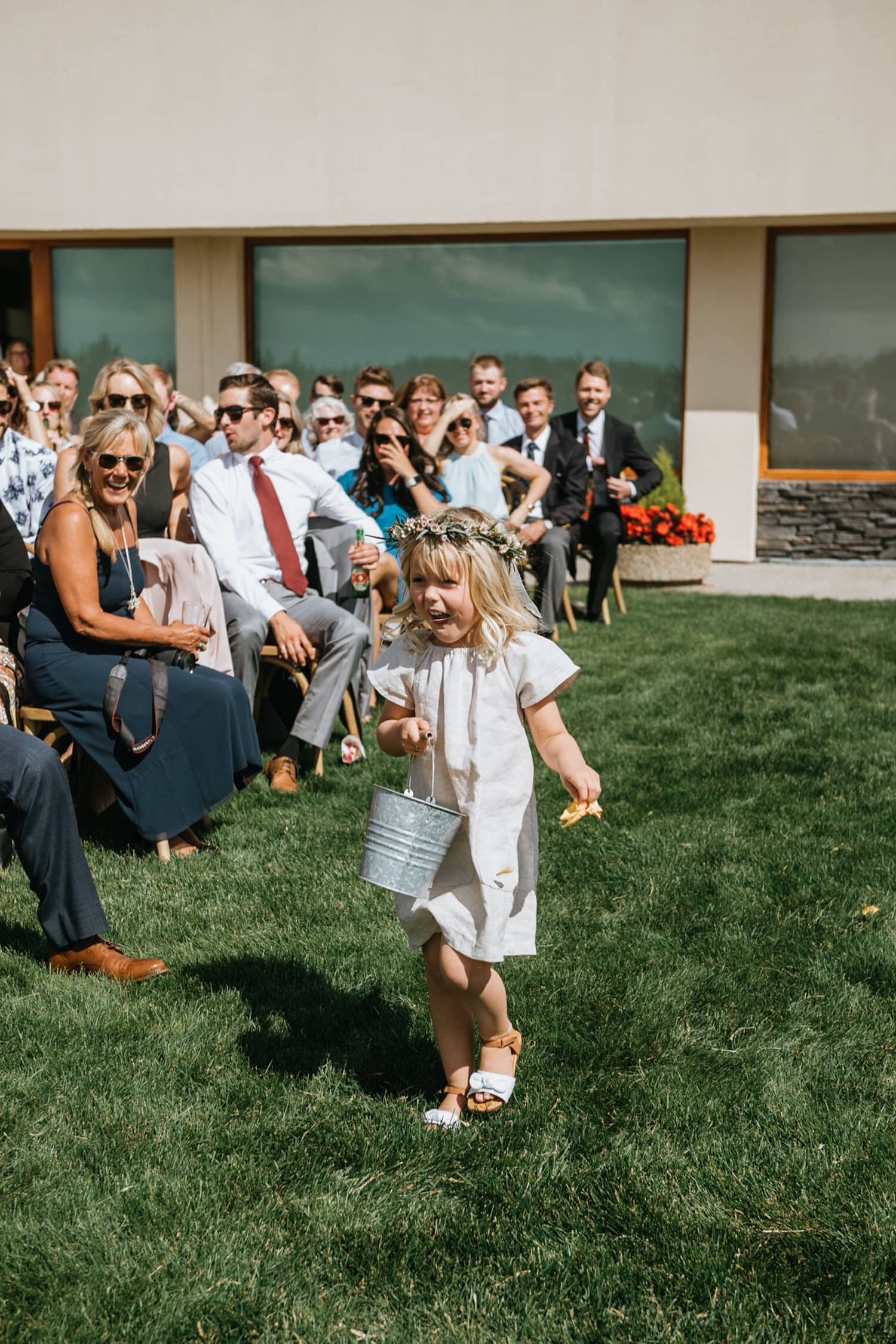 Flower girl coming down aisle